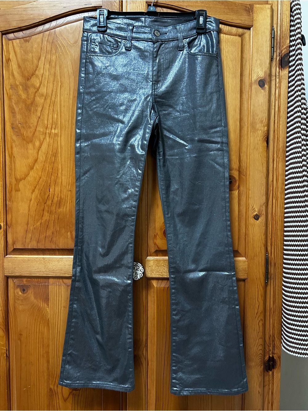GAP Metallic Silver Flare Jeans